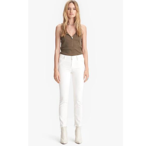 MOTHER | NEW The Rascal Crop Fray Cream Puff Beige Off White High Rise Jeans 24 - Picture 2 of 16